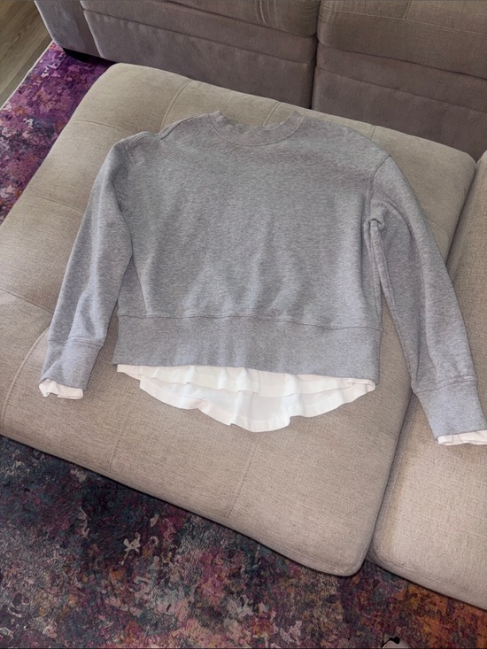 Zara Tops - Zara Light Gray Sweatshirt with White Layered Hem